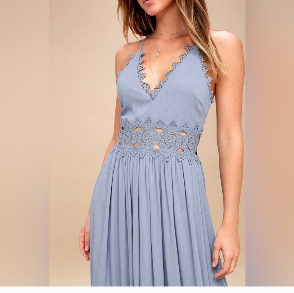 Lulu's This is Love Slate Blue Lace Maxi Dress - Picture 2 of 13
